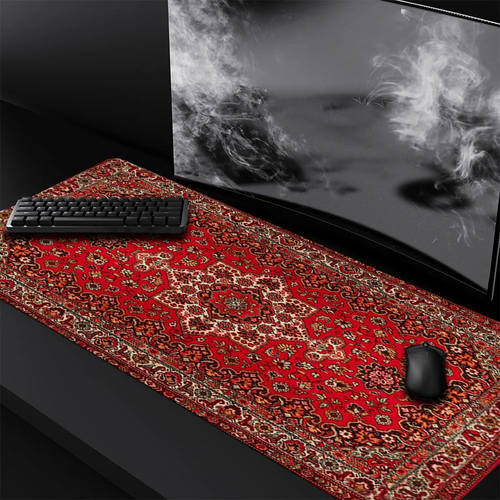 Red Retro-Style Mouse Pad, Natural Rubber Material, Durable & Fade-Resistant