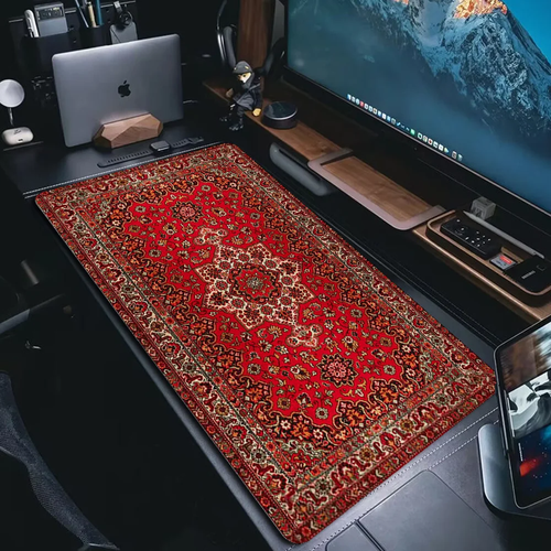 Red Retro-Style Mouse Pad, Natural Rubber Material, Durable & Fade-Resistant