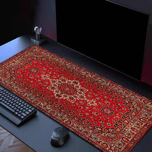 Red Retro-Style Mouse Pad, Natural Rubber Material, Durable & Fade-Resistant