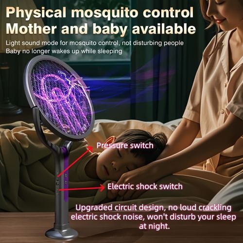 Telescopic Electric Mosquito Swatter with UV Light - Rechargeable for Home