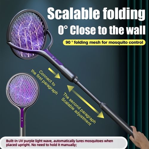 Telescopic Electric Mosquito Swatter with UV Light - Rechargeable for Home