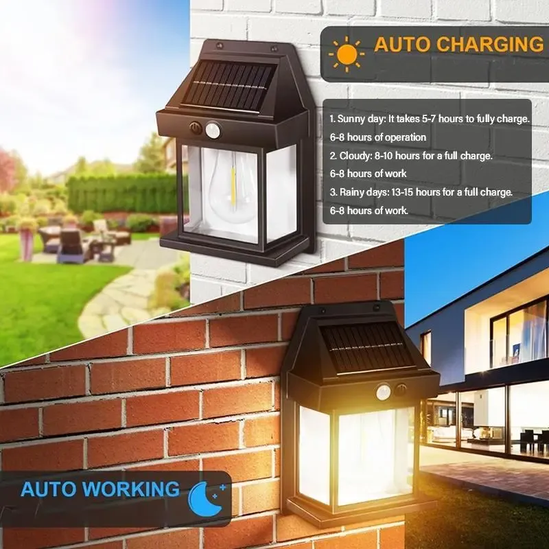 Solar Powered Outdoor Wall Light, Waterproof LED Wall Light 3 Lighting Modes, Energy Saving Night Light For Garden & Patio (1 Count)