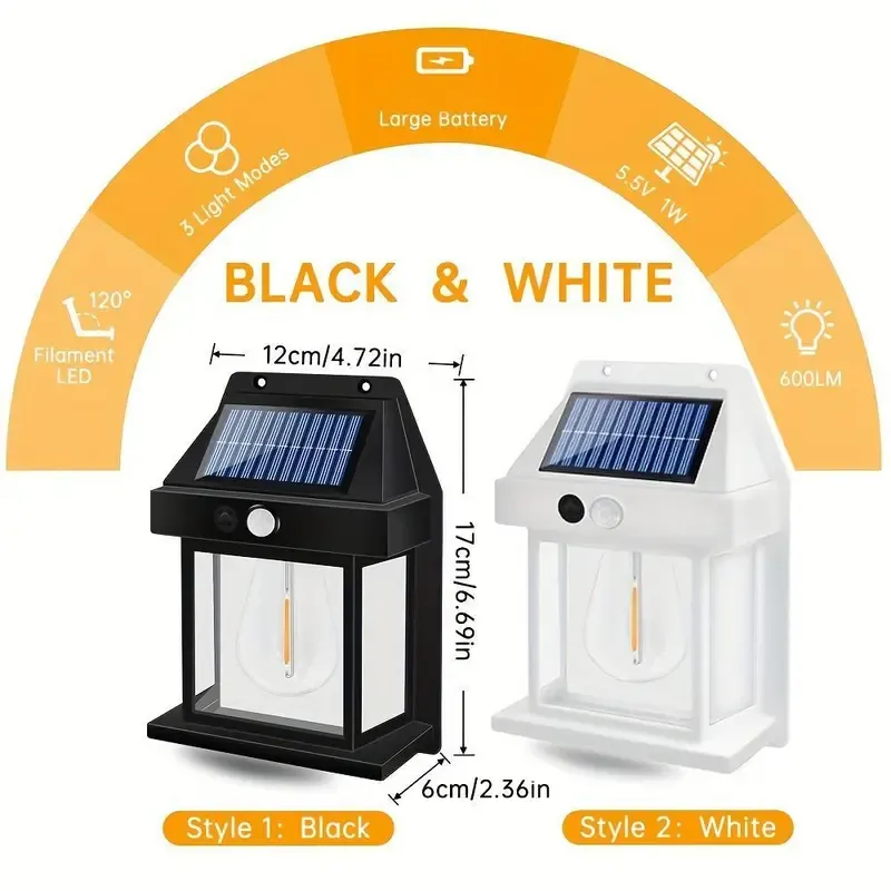 Solar Powered Outdoor Wall Light, Waterproof LED Wall Light 3 Lighting Modes, Energy Saving Night Light For Garden & Patio (1 Count)
