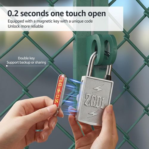 Keyless Hole Magnetic Padlock,  Holeless Waterproof Outdoor Lock, Heavy Duty Rustproof & Anti-Pry Security Lock for Gates, Sheds, Toolbox, Fence, Gym Locker & Cabinets (3 Magnetic Keys Included)