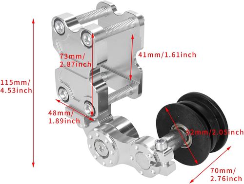 Universal Motorcycle CNC Aluminum Chain Adjuster Tensioner - Automatic Roller Tool for Motocross, Chopper, ATV & Dirt Bike (Silver)