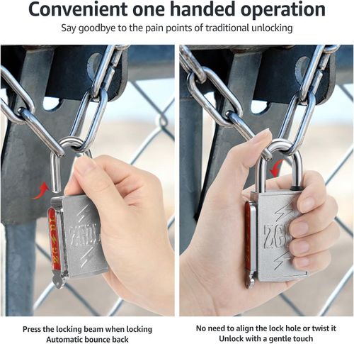 Keyless Hole Magnetic Padlock,  Holeless Waterproof Outdoor Lock, Heavy Duty Rustproof & Anti-Pry Security Lock for Gates, Sheds, Toolbox, Fence, Gym Locker & Cabinets (3 Magnetic Keys Included)