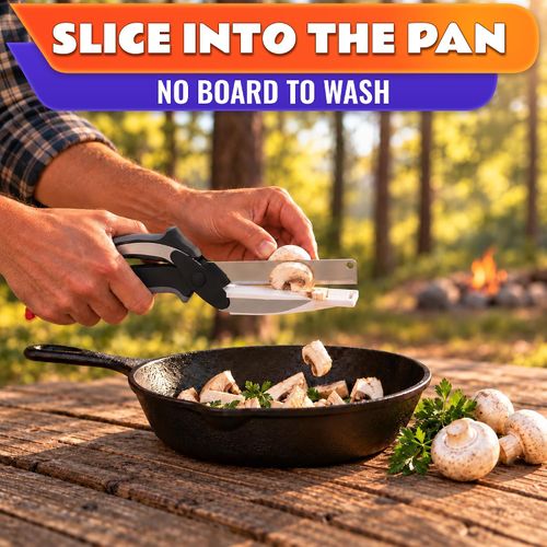 2 in 1 Kitchen Scissors for Food, Cutting Board Scissors with Safety Lock