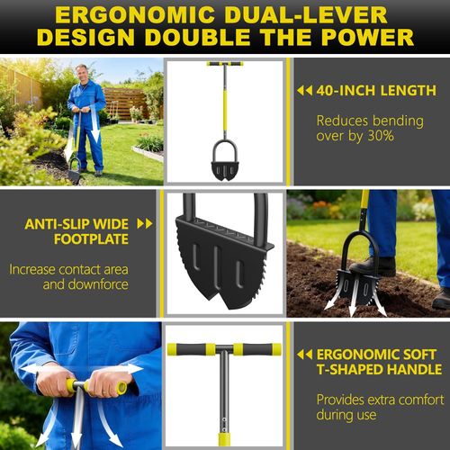 Half Moon Edger Lawn Tool with Double-V Saw-Tooth Blade & Rubber T-Grip