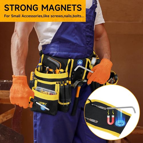 Multifunctional tool organizer pouch – electrician's waist bag with three built-in magnets