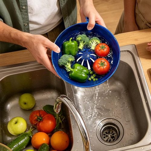 Water-driven automatic rotating berry washing basket