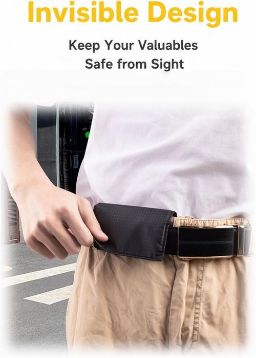 Compact waist pouch for casual travel—stores documents, coins, passport, cash, and cards.
