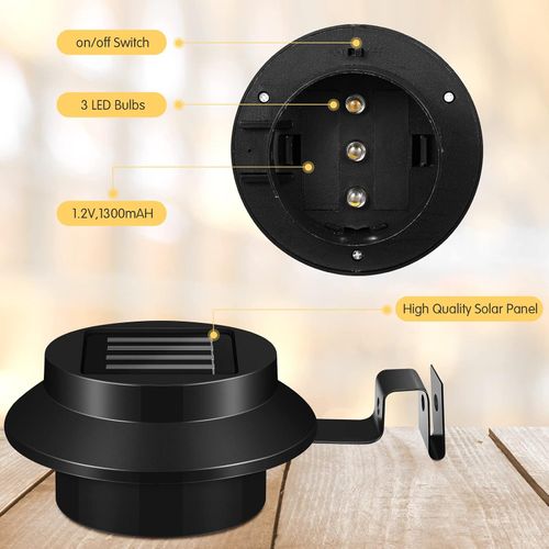 Yinder 1 Pcs Gutter Light Solar Powered, Outdoor Fence Light, Black