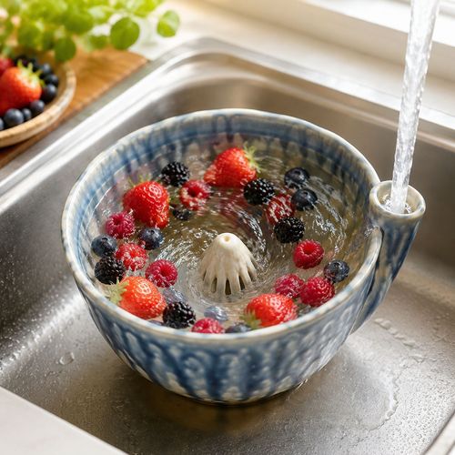 Water-driven automatic rotating berry washing basket
