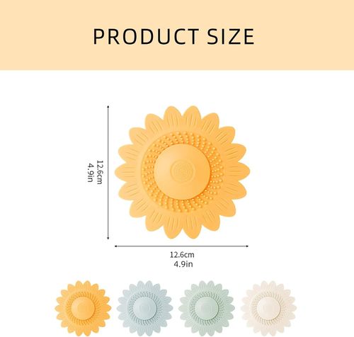 Sunflower-shaped silicone floor drain sink mat – anti-odor, anti-clog, and hair-filtering.