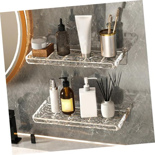 Veemoon 2pcs Bathroom Transparent Wall Shelves Vanity Shelf Bathroom Wall Storage Organizer Floating Corner Shelves Bathroom Storage Rack Shelf Organizer Wall Floating Shelf for Wall