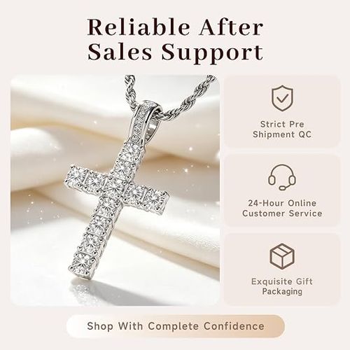 Vintage-style cross pendant necklace with micro-set cubic zirconia