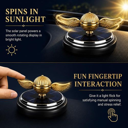 Solar Car Air Freshener Diffuser, Odor Eliminator for Vehicle Scenting Device, Long Lasting Scent for Auto, Automotive Accessories Interior Scent Diffuser (gold)
