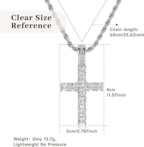 Vintage-style cross pendant necklace with micro-set cubic zirconia