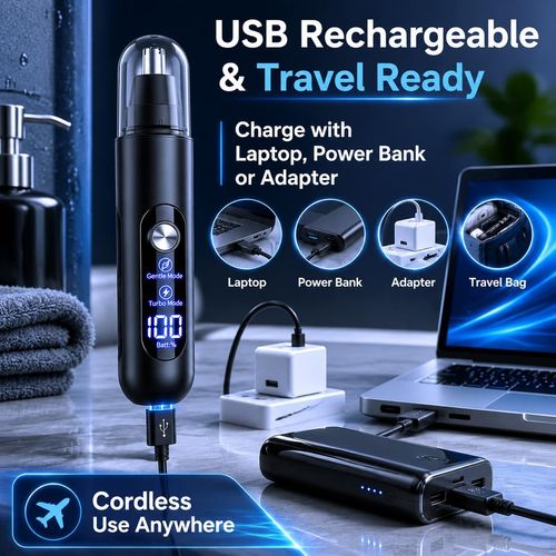 Peculiarity Electric Nose Hair Trimmer, LED Display, 2-Speed Control, Gentle and Turbo Mode, USB Rechargeable, Washable Head