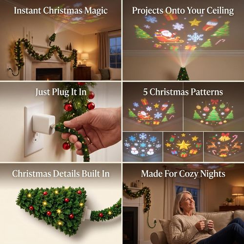 Christmas Projector Light, Plug and Play HD USB Christmas Tree Projector