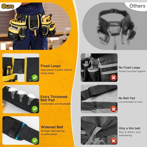 Multifunctional tool organizer pouch – electrician's waist bag with three built-in magnets
