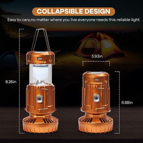 Solar-charging camping lantern with fan—portable, retractable, and suitable for hanging or carrying.