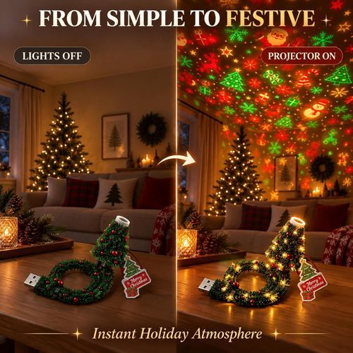 Christmas Projector Light, Plug and Play HD USB Christmas Tree Projector