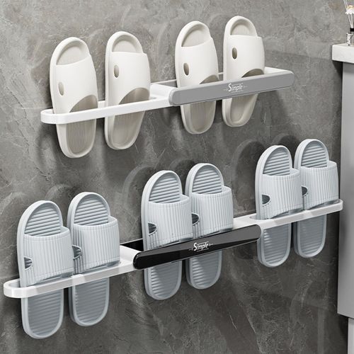 Drill-free bathroom slipper rack – wall-mounted storage organizer for slippers and shoes