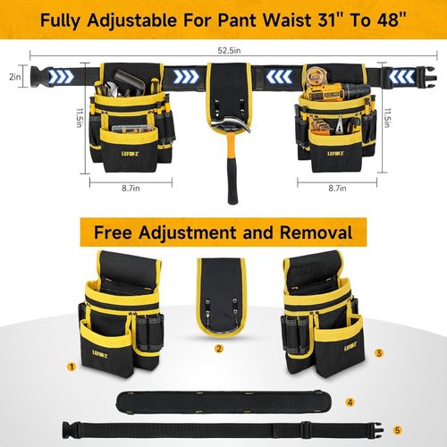 Multifunctional tool organizer pouch – electrician's waist bag with three built-in magnets