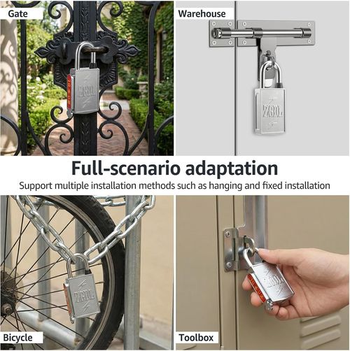 Keyless Hole Magnetic Padlock,  Holeless Waterproof Outdoor Lock, Heavy Duty Rustproof & Anti-Pry Security Lock for Gates, Sheds, Toolbox, Fence, Gym Locker & Cabinets (3 Magnetic Keys Included)