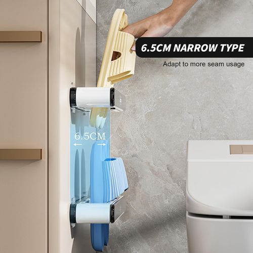 Drill-free bathroom slipper rack – wall-mounted storage organizer for slippers and shoes