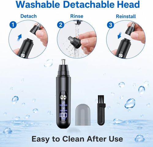 Peculiarity Electric Nose Hair Trimmer, LED Display, 2-Speed Control, Gentle and Turbo Mode, USB Rechargeable, Washable Head