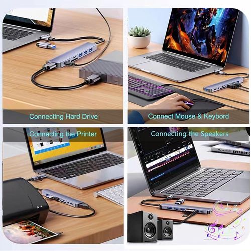 8-in-1 USB 3.0 Type-C Docking Station with TF SD Card Reader for Laptops – Multi-Port Hub