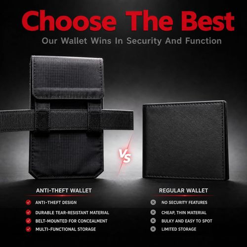 Compact waist pouch for casual travel—stores documents, coins, passport, cash, and cards.