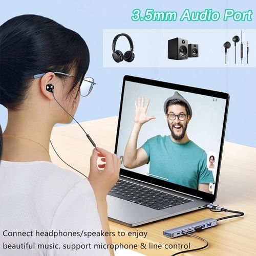 8-in-1 USB 3.0 Type-C Docking Station with TF SD Card Reader for Laptops – Multi-Port Hub