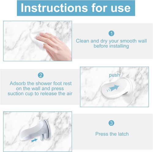 Shower Foot Rest, Bathroom Pedal with Suction Cup Shower Shaving Legs Aid, No Drilling for Home Hotel Bathroom Toilet Use (White)