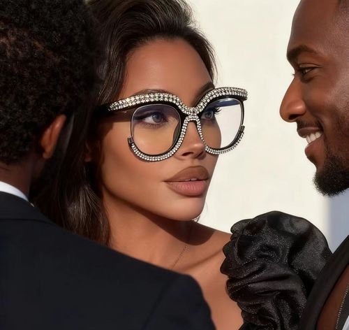 Black Oversized Rhinestone Sunglasses  Glam Statement Shades