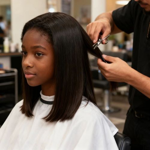 Classic Black Medium-Length Bob Wig with Bangs