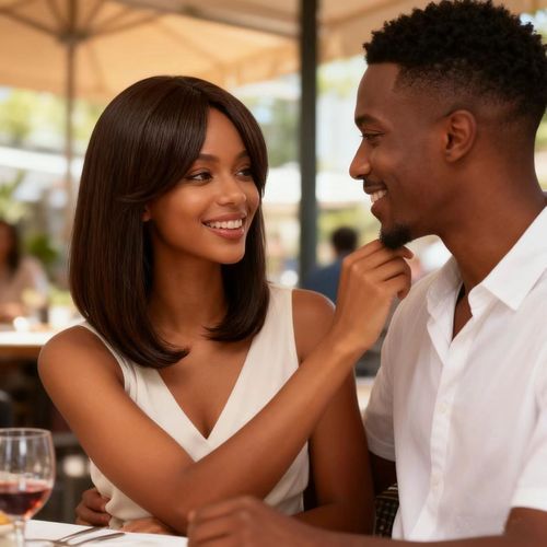 Classic Black Medium-Length Bob Wig with Bangs