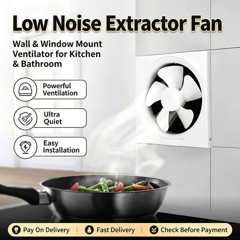 💨 Hot Sale | Low Noise Extractor Fan, Wall & Window Mount Exhaust Fan, Household Ventilator for Kitchen Bathroom Ventilation | COD Free Shipping