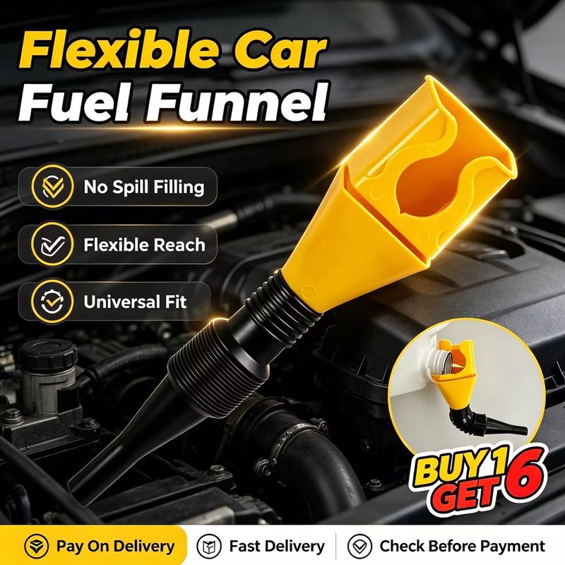 🎁Limited Promo|Yellow Foldable Retractable Flexible Car Fuel Funnel|Universal Oil Gas Liquid Draining Tool for Car Motorcycle Oil Change Buy 1 Get 6|COD Free Shipping