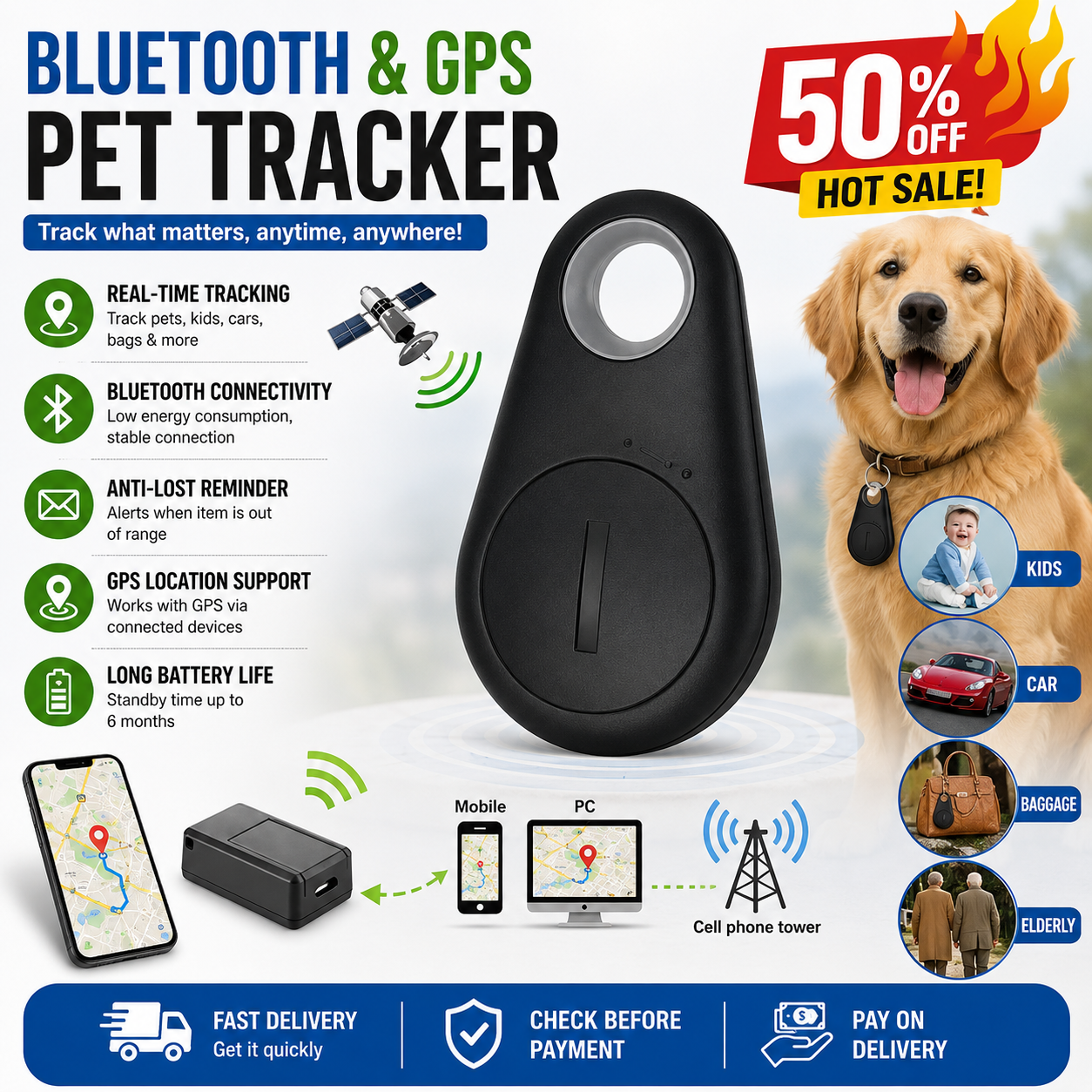 Bluetooth and GPS Pet Wireless Tracker🔥ANTI THEFT DEVICE