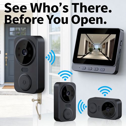 Smart Video Doorbell with 4.3 Inch Color Monitor, Wireless Visual Door Intercom with Night Vision & Video Recording for Home Security — See and Talk to Visitors Before You Open the Door, Easy Install