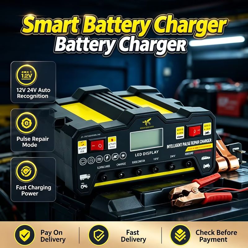 💎Premium Pick|12V 24V Smart Pulse Repair Car & Motorcycle Battery Charger|High Power Automatic Fast Charging Lead Acid Battery Maintainer|COD Free Shipping