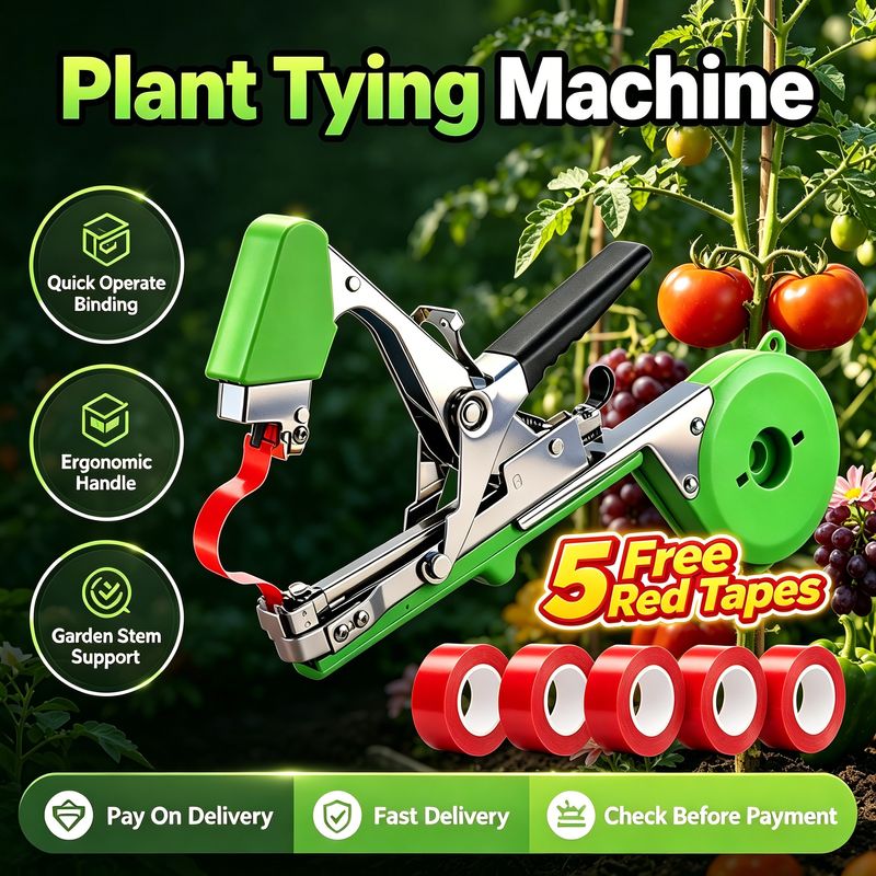 🌱Garden Essential | Heavy Duty Ergonomic Quick Operate Garden Plant Tying Machine Vine Binding Tool Comes With 5 Rolls Binding Tape For Tomato Grape Pepper Raspberry Flower And Vegetable Stem Supporting Fixing Work | COD Free Shipping