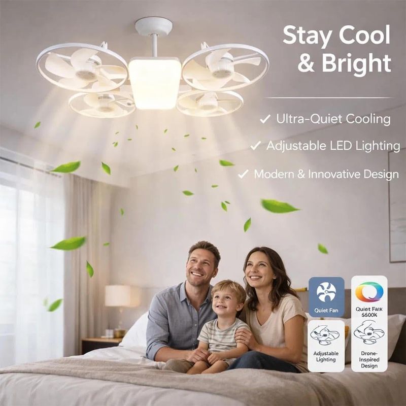 🔥Hot Seller🔥 COD！Drone Fan Light,Drone-Style LED Ceiling Fan Light,Drone-inspired Ceiling Fans with light,3 Light Colors,3 Speeds,Remote Control,for Bedroom,Living Room