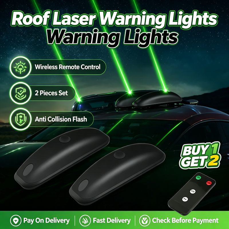 💡Trendy Pick | Wireless Remote Control Roof Laser Strobe Warning Lights 2PCS Anti Collision Emergency LED Flashing Lamp Black Exterior Car Truck Decor Light Buy 1 Get 2 COD Free Shipping