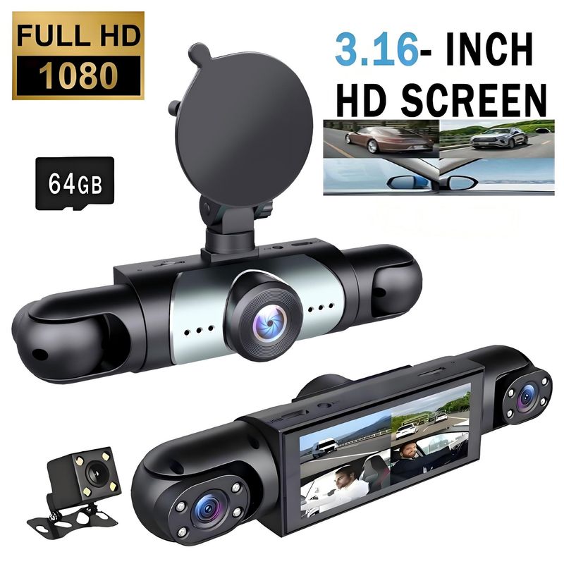 🔥HOT SALE🔥 COD！New Dash Cam: 3-inch Screen  3 Lenses  HD Night Vision  Parking Monitoring  Microwave Radar  Scratch Protection  Car Sentinel Mode
