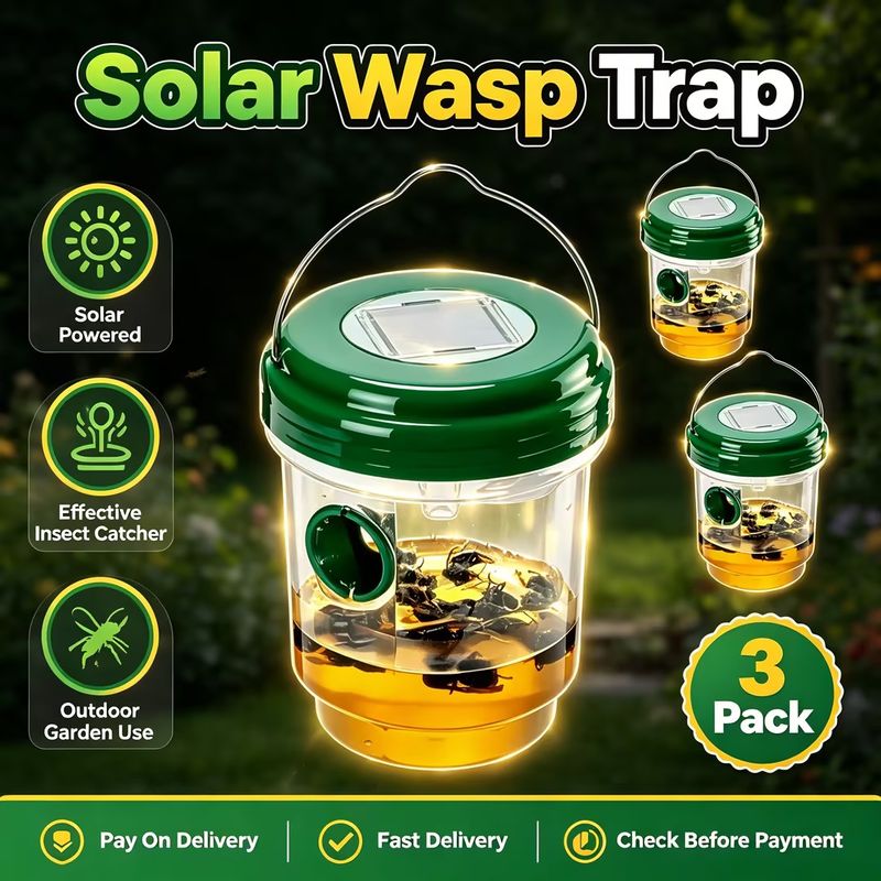 🐝Pest Control Must-Have | 3 Pack Solar Powered Wasp Trap Effective Catcher For Wasps Hornets Carpenter Bees And Flying Garden Insects Outdoor Insect Catching Device | COD Free Shipping
