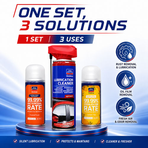 3-in-1 Car Care Spray Set | Window Track Lubricant, Glass Oil Film Cleaner & Interior Freshener Spray | COD Available